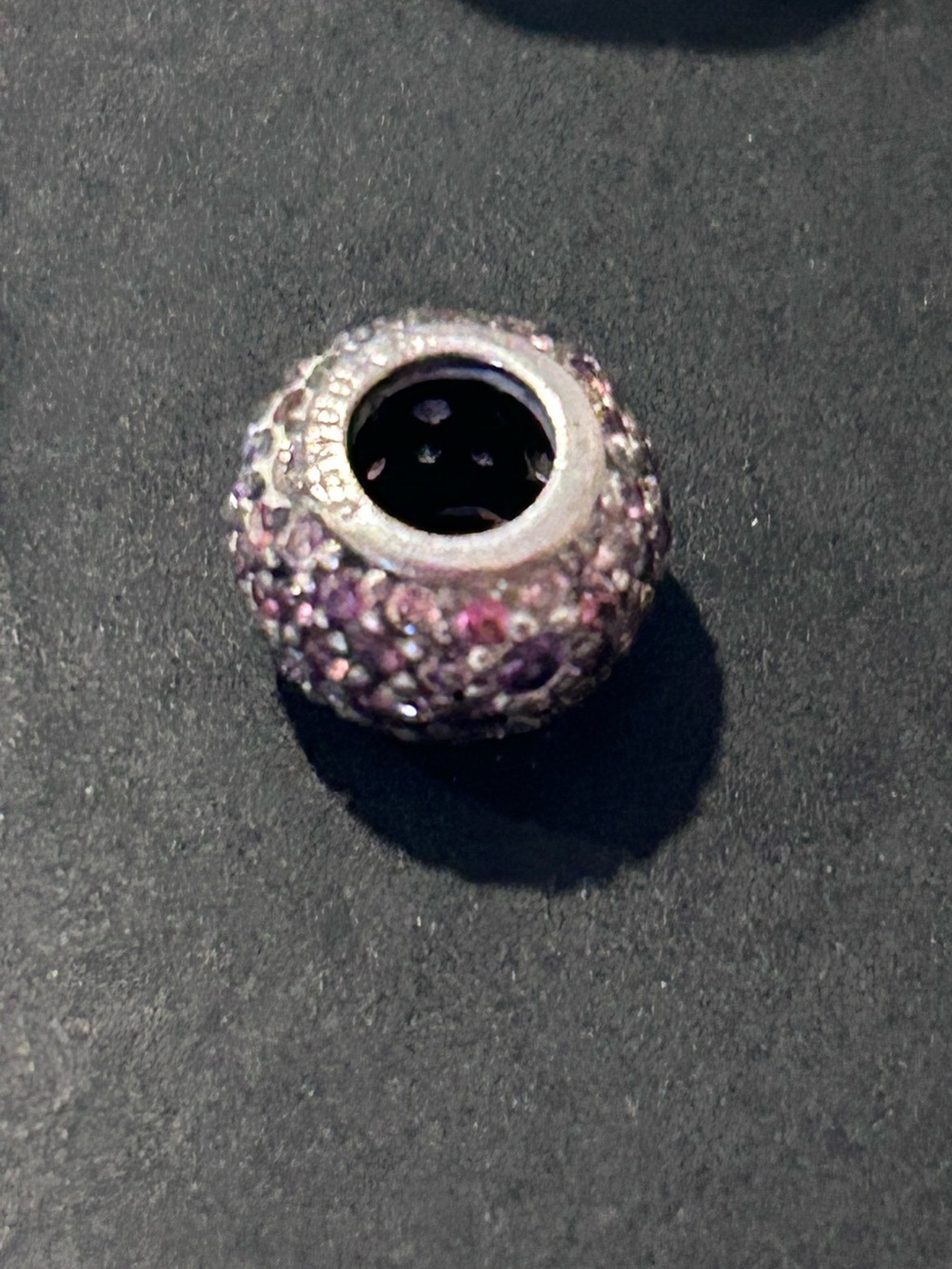 Sterling Silver Pandora Pavé Lights Bead Charm with Pink & Purple Crystals